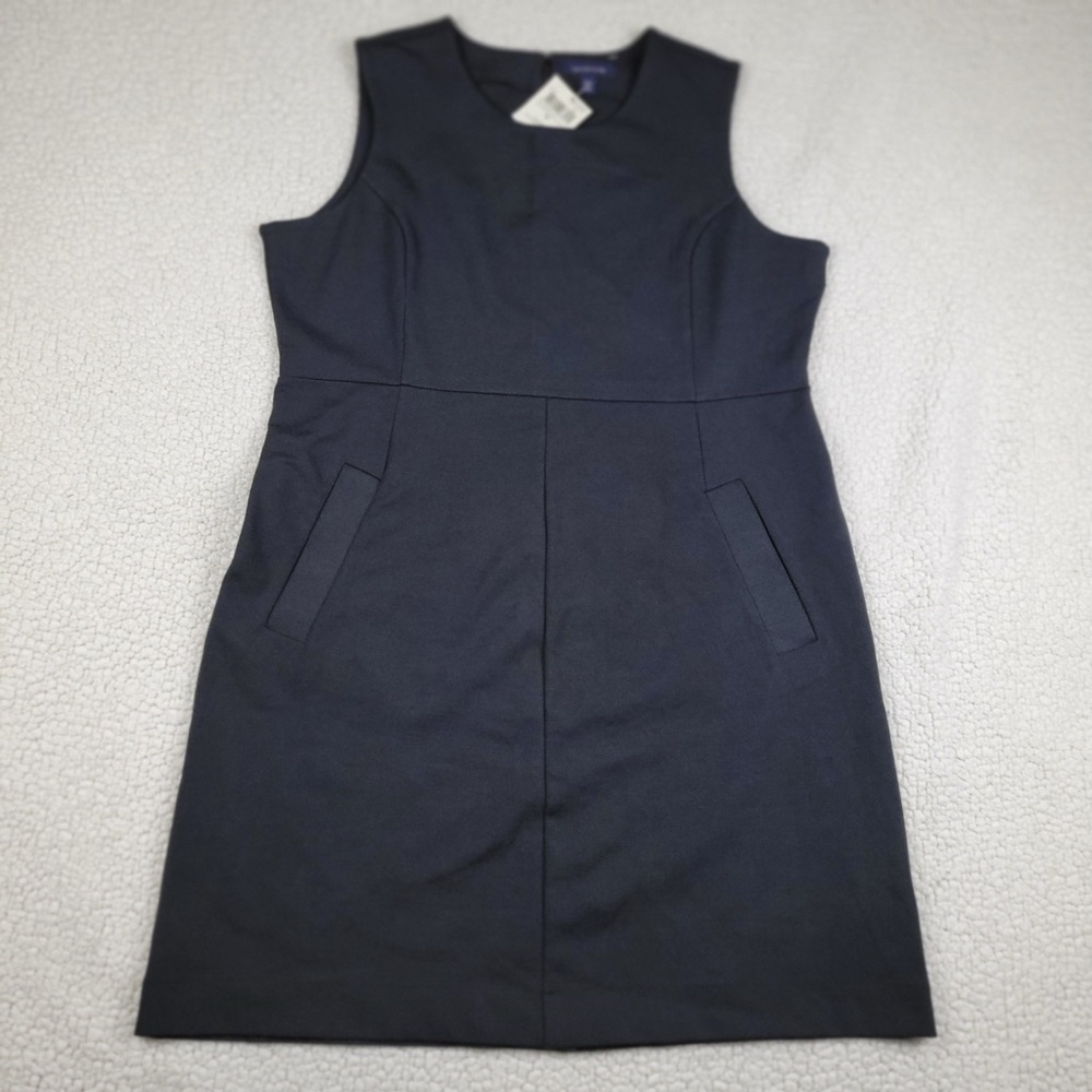 Lands End Dress Womens Size 16 Black Ponte Sleeveless Pockets Career Sheath NWT